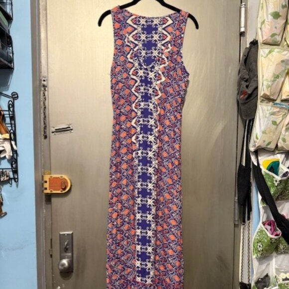 Vintage forever 21 Boho V-neck  Geographic Tribal print Maxi Dress - Picture 4 of 16